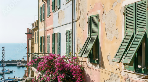 View of Vernazza - a town and comune, located in the province La Spezia, Liguria, northwestern Italy.
