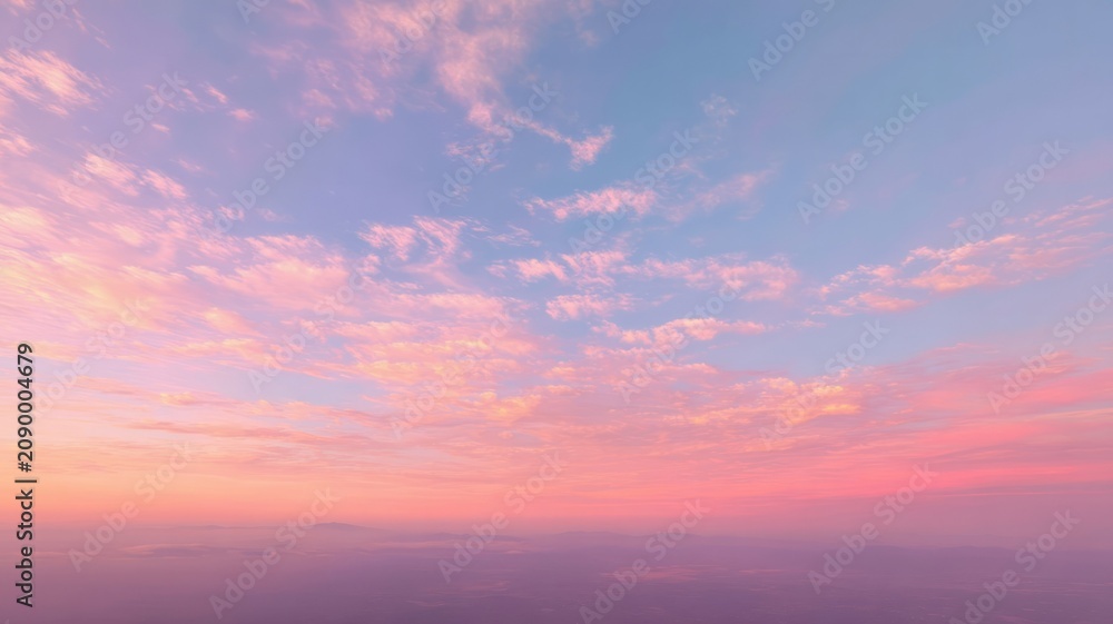 Fototapeta premium Dreamy cloudscape at sunrise with pastel tones. Artificial intelligence image