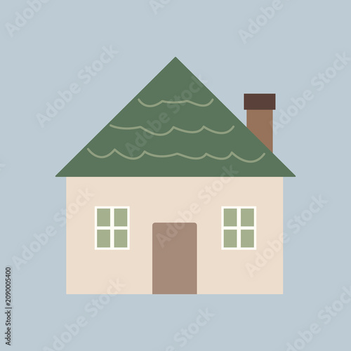 Cute Scandinavian House  Illustration in Minimal Flat Style