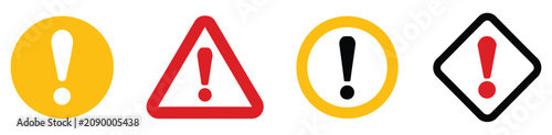 Foto Attention warning icon featuring caution triangle, exclamation mark and hazard s