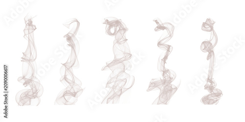Foto Realistic smoke plume collection featuring transparent wispy vapor columns with soft flowing motion and atmospheric diffusion