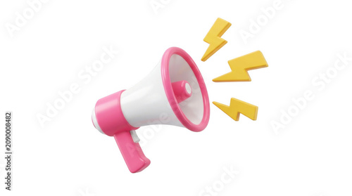 Fotografie Red megaphone with lightings isolated