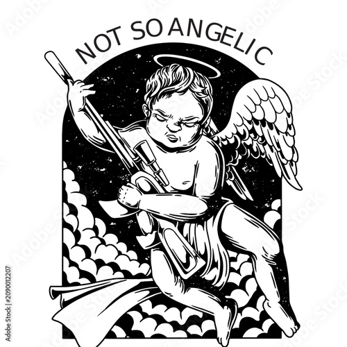 Foto Dark baby angel gun badge