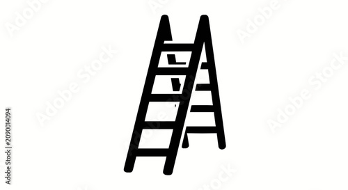 Minimalist black a frame ladder icon representing growth and development on a clean white background for web design