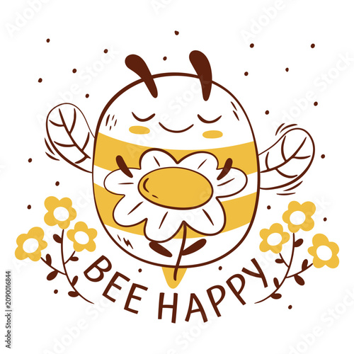 Bild auf Leinwand Bee happy wordplay