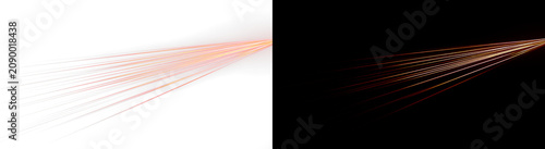 Φωτογραφία Warm laser lines on light and black background, abstract orange and gold fast sp