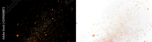 Bild auf Leinwand Glowing sparks rise and dance above smoldering coals on a transparent background
