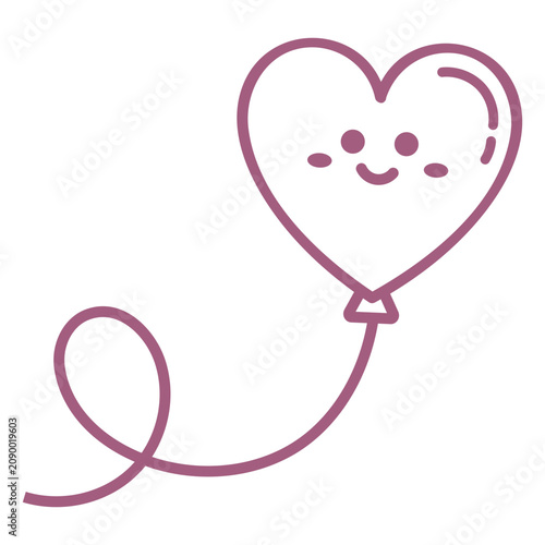 Pink heart balloon smiley face
