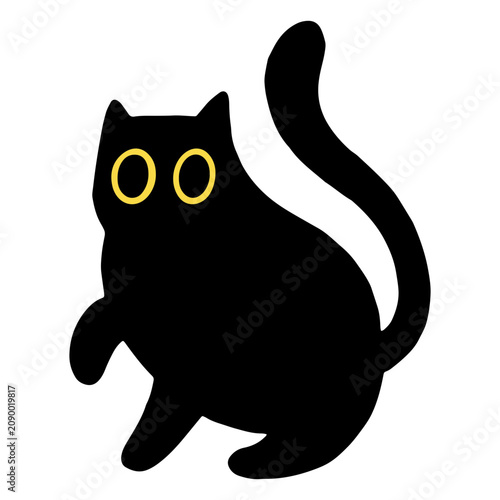 Fotografía Black cat wit big yellow eyes sitting