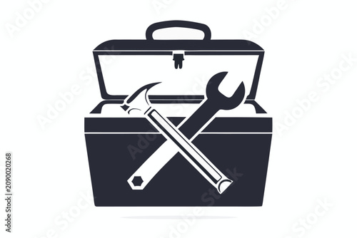 Essential Hand Tools Toolbox and Wrench Graphic for Construction and Renovation Projects