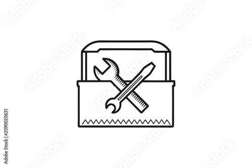Flat Vector Toolbox with Wrench for Maintenance App Interface and Technical Service Design