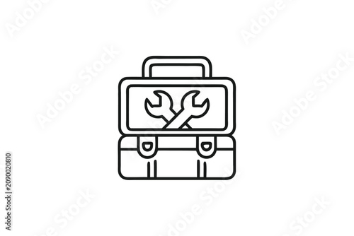 Professional Developer Tools Icon Featuring a Black Toolbox and Wrench Symbol for Software Settings