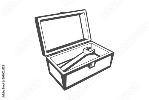 Essential Toolset Icon with Wrench and Toolbox Silhouette for Technical Repair and Installation