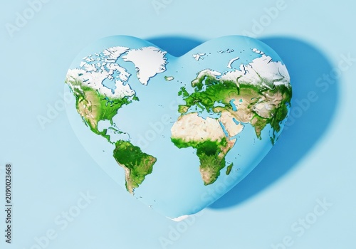 Detailed 3d render of earth globe with continents and oceans highlighted