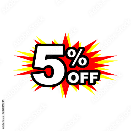 5% Off Sale Burst Sticker Stock Vector