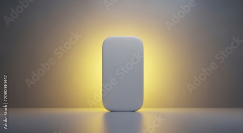 Plakat Abstract white oblong object with rounded corners illuminated by warm golden light