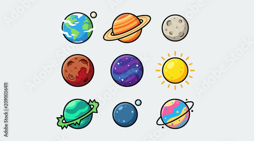 Konstfotografi Stylized celestial bodies and planets collection