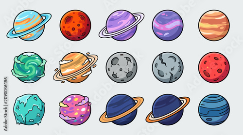 Φωτογραφία Stylized planets and celestial bodies collection
