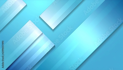 Abstract Blue Geometric Background with Light Reflections.