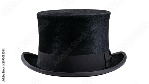 Obraz na płótnie Isolated traditional black top hat, classic formal wear for gentlemen and entert