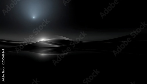 Mysterious Moonlight Over Dark Silhouetted Landscape.