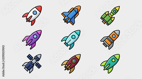 Bild auf Leinwand Various spacecraft and rockets collection