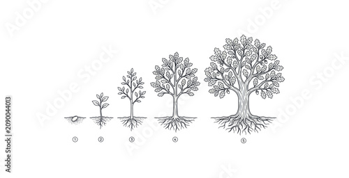 Obraz na plátně Oak Tree Life Cycle Infographic