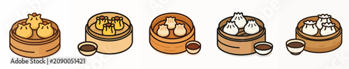 Foto Set of delicious dim sum dish vectors