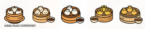 Bild auf Leinwand Set of delicious dim sum dish vectors