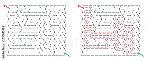 Fotografia Rectangular maze for kids, medium difficulty printable logic game, find the way