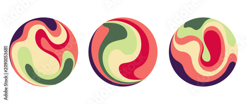 Tableau sur toile Round graphic icons with organic wavy patterns