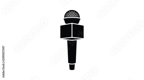 Canvastavla Microphone Silhouette On White Background A Minimalist Design