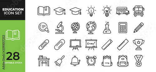 Cuadro en lienzo Comprehensive education icon set featuring school and learning supplies white ba