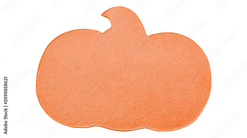 Fototapeta premium Orange felt pumpkin cutout isolated on transparent background for seasonal craft projects as PNG file
