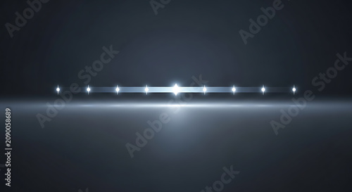 Abstract futuristic light beam with glowing symmetrical timeline indicators