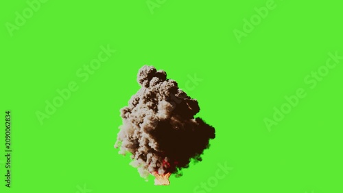 Volcanic Eruption on Green Screen, CG Animation, 4K