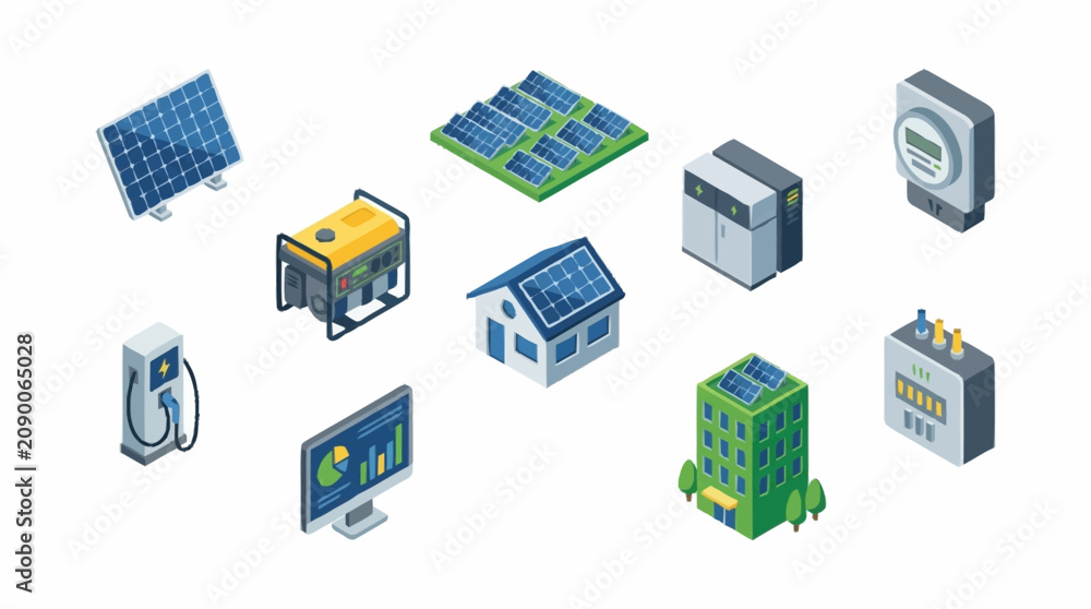 Fototapeta premium Collection of renewable energy and technology icons.