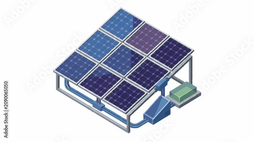 фотографія Solar panel array with inverter system illustration.