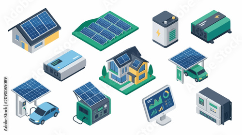 Konstfotografi Solar energy technology and renewable power systems illustration.