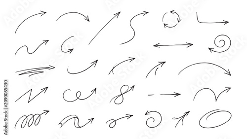 Foto Thin pen sketch arrow set for minimal infographic and editorial design covering