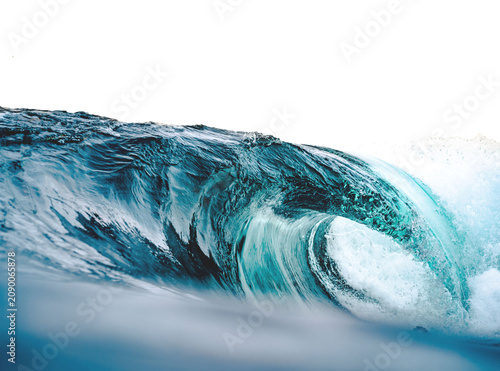 Photography Powerful ocean wave PNG isolated on transparent background, turquoise water curl