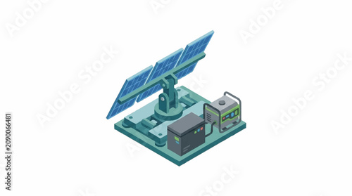 фотографія Solar panel system with inverter and battery storage unit.