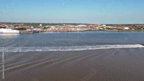 Mersey Dazzle Ferry Sailing River Mersey Liverpool Aerial View