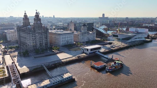 Liverpool Pier Head Royal Liver Building Aerial View