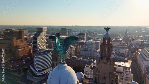 Royal Liver Building Copper Liver Bird Statue Aerial View