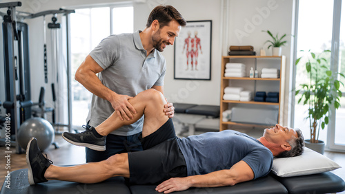 Physical Therapist Guiding Patient Through Rehabilitation Exercises