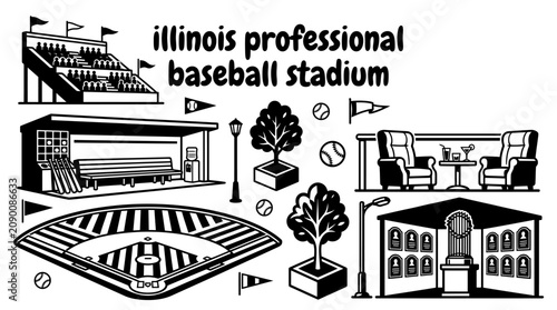 Tableau sur toile modern professional baseball stadium in illinois featuring manicured playing fie