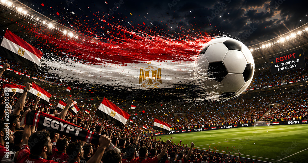 Fototapeta premium egyptian football fans celebrate victory in stadium