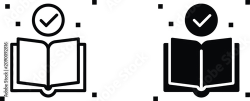 Book approved verification checkmark icon.