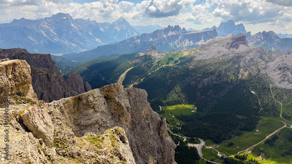Fototapeta premium Dolomite alps mountain landscape with passo falzarego vista